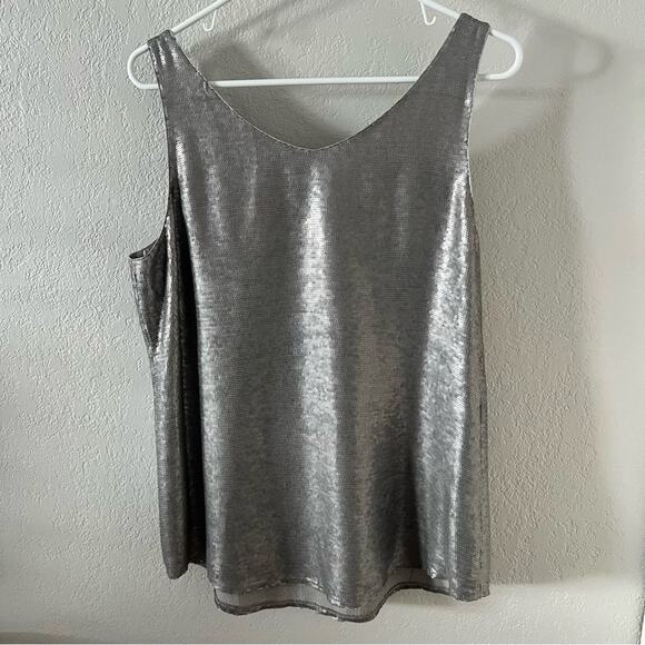 Eileen Fisher Silk Sequin Tank Top in Antique Silver - Picture 10 of 13